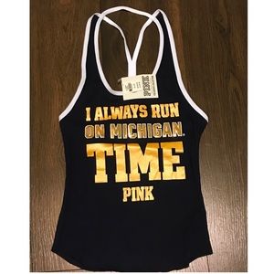 VS PINK “I Always Run On Michigan Time Tank” NWT
